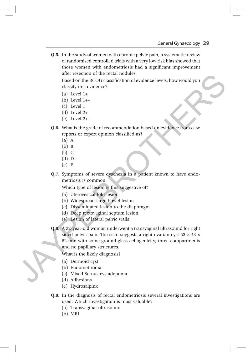 Practice Single Best Answer Questions: MRCOG Part 2