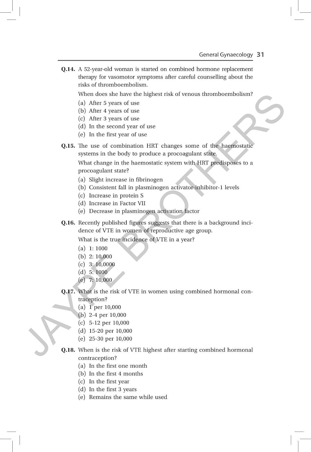 Practice Single Best Answer Questions: MRCOG Part 2