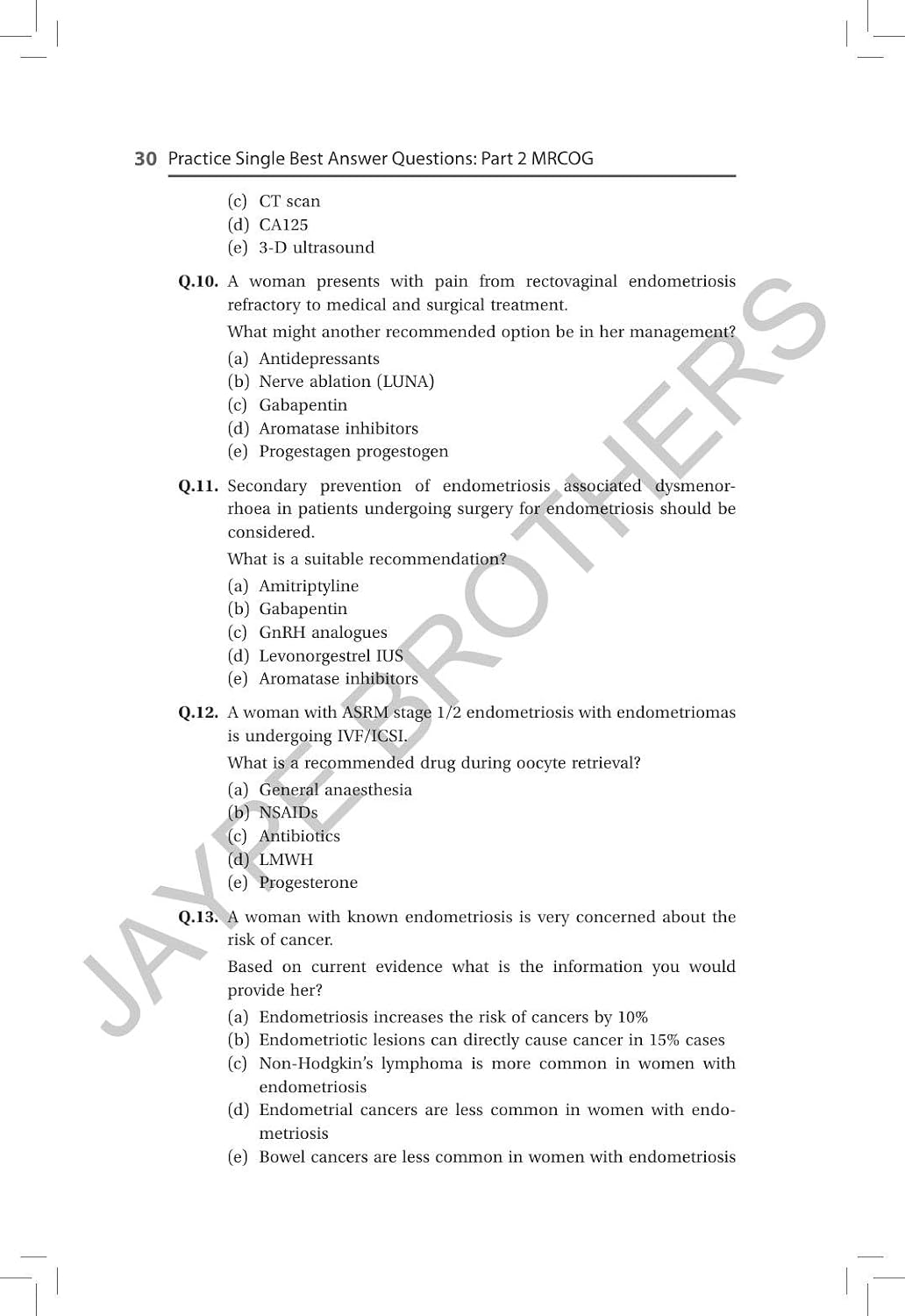 Practice Single Best Answer Questions: MRCOG Part 2